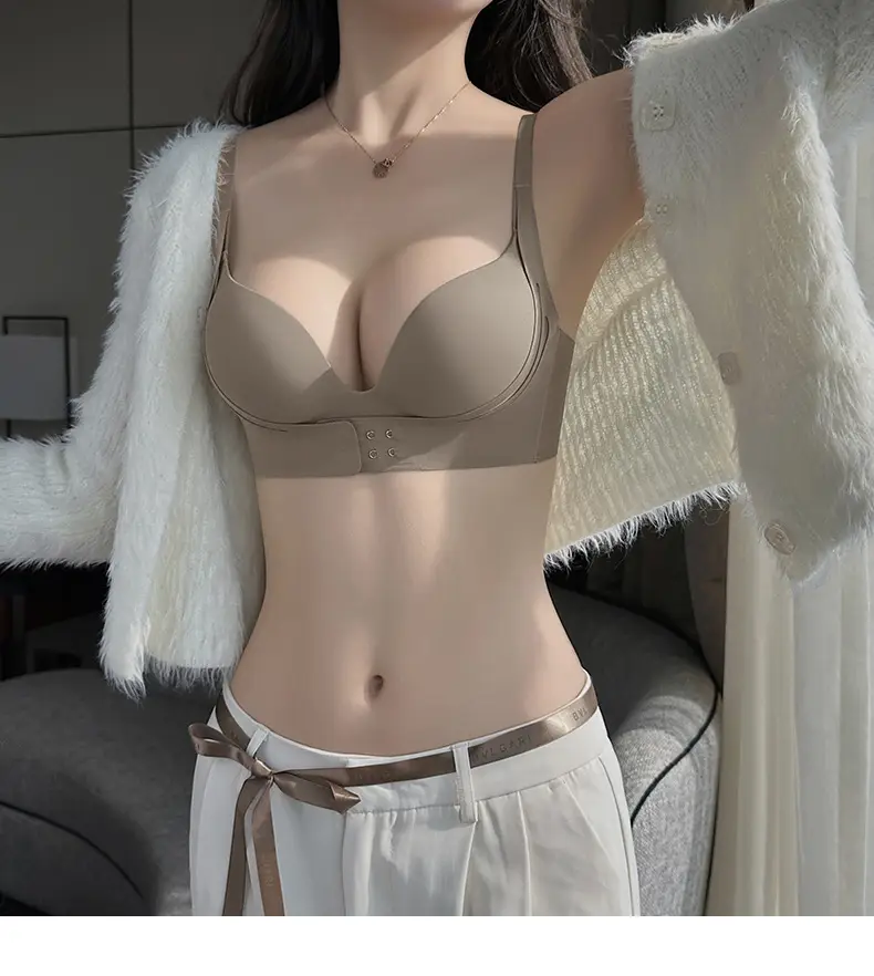 Women's Red Push Up Bra No Steel Ring Summer Thin — feature 34