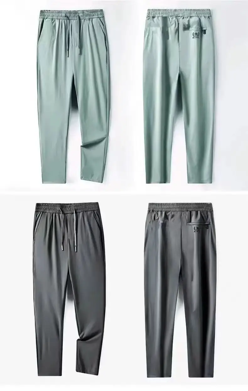 Men Elastic Waist Loose Grey Trousers Spring Autumn — feature 13