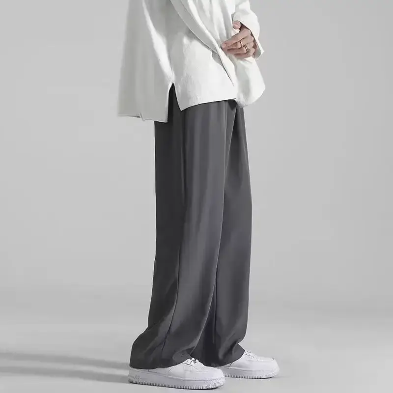 Men Elastic Waist Loose Grey Trousers Spring Autumn - Image 33