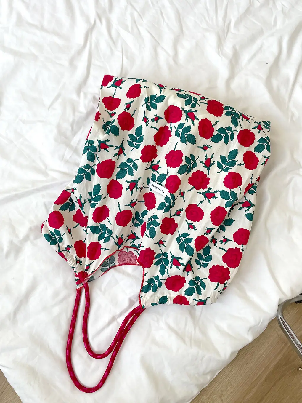 Floral Canvas Shoulder Bag Large Capacity Drawstring — feature 15