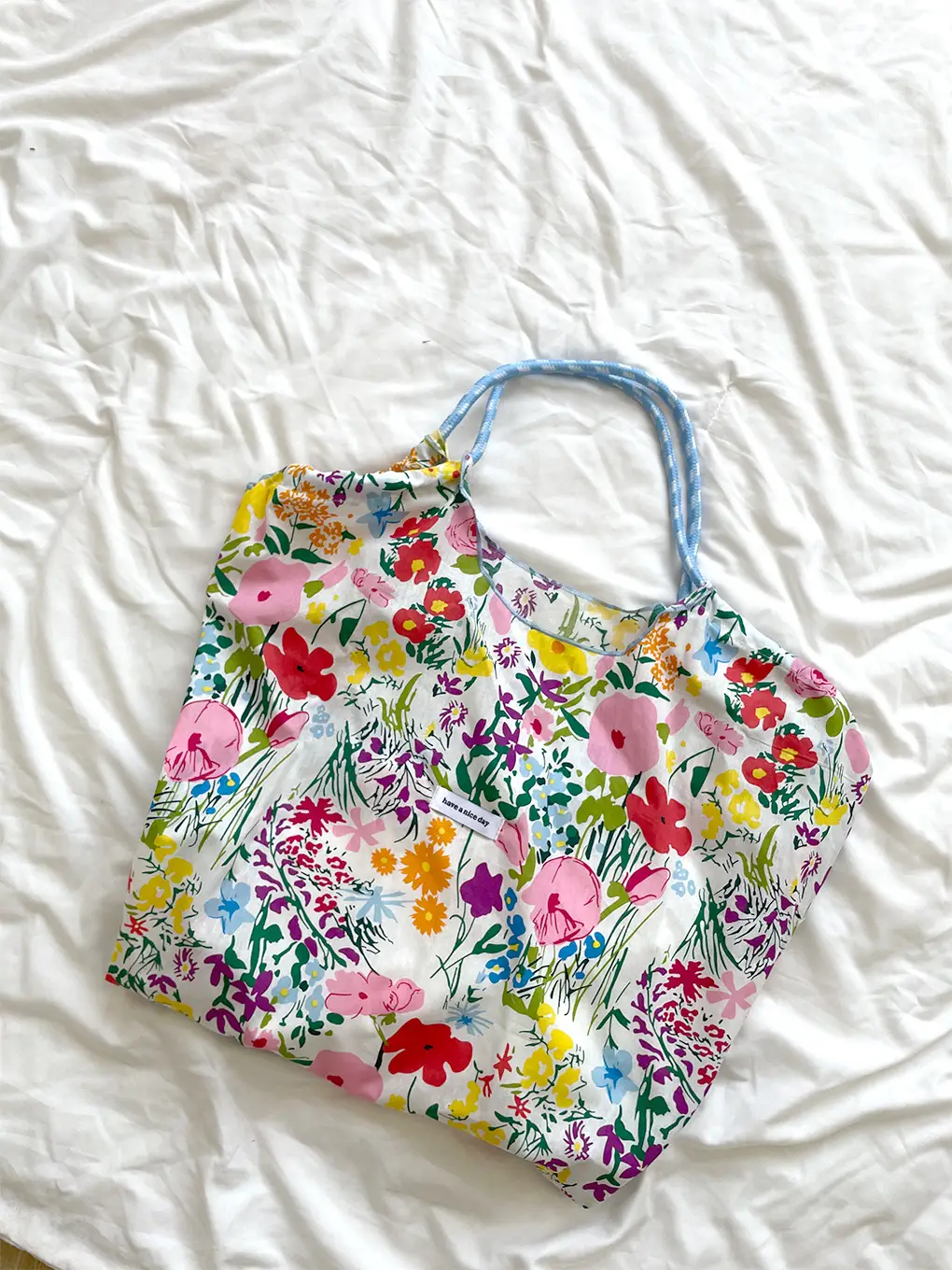 Floral Canvas Shoulder Bag Large Capacity Drawstring — feature 16