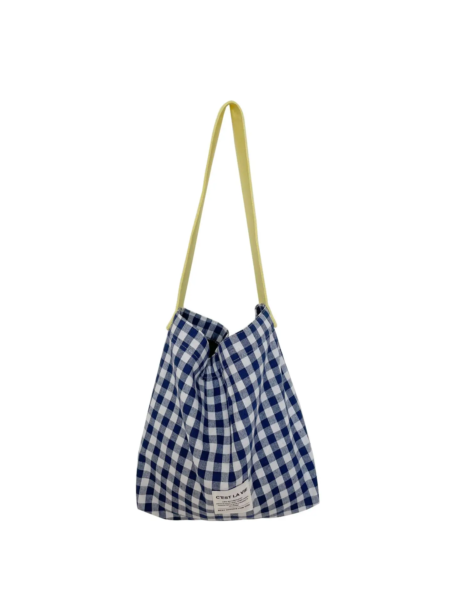 Striped Plaid Canvas Shoulder Bag Large Capacity - Image 10