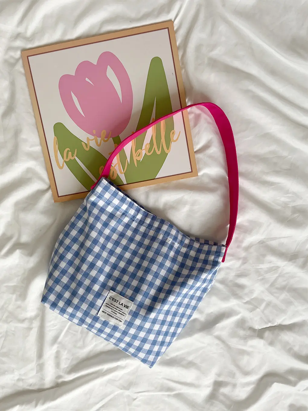 Striped Plaid Canvas Shoulder Bag Large Capacity — feature 12