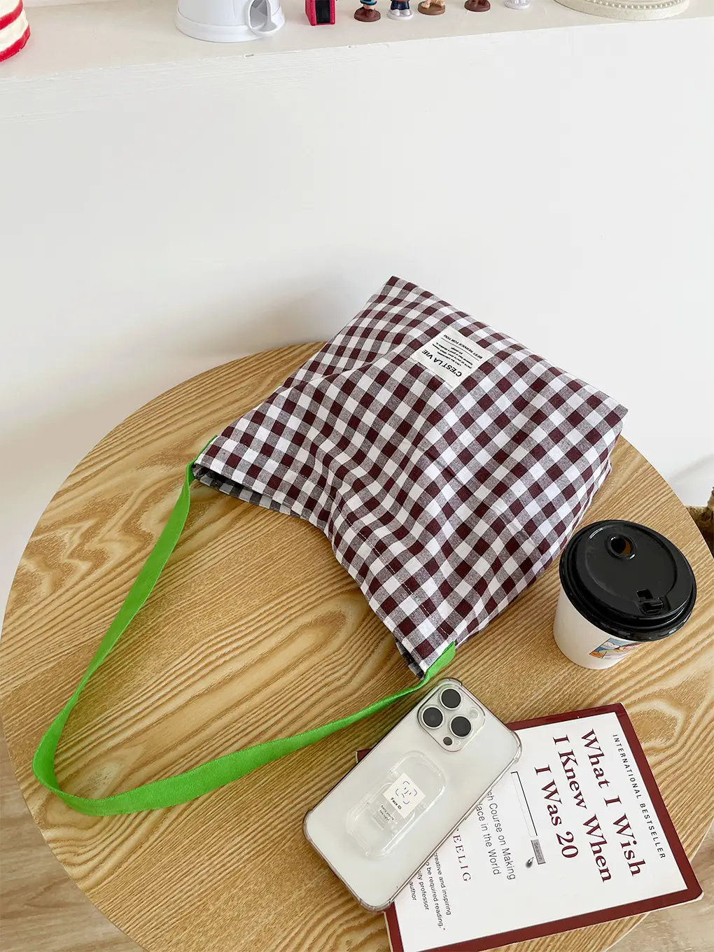 Striped Plaid Canvas Shoulder Bag Large Capacity — feature 7