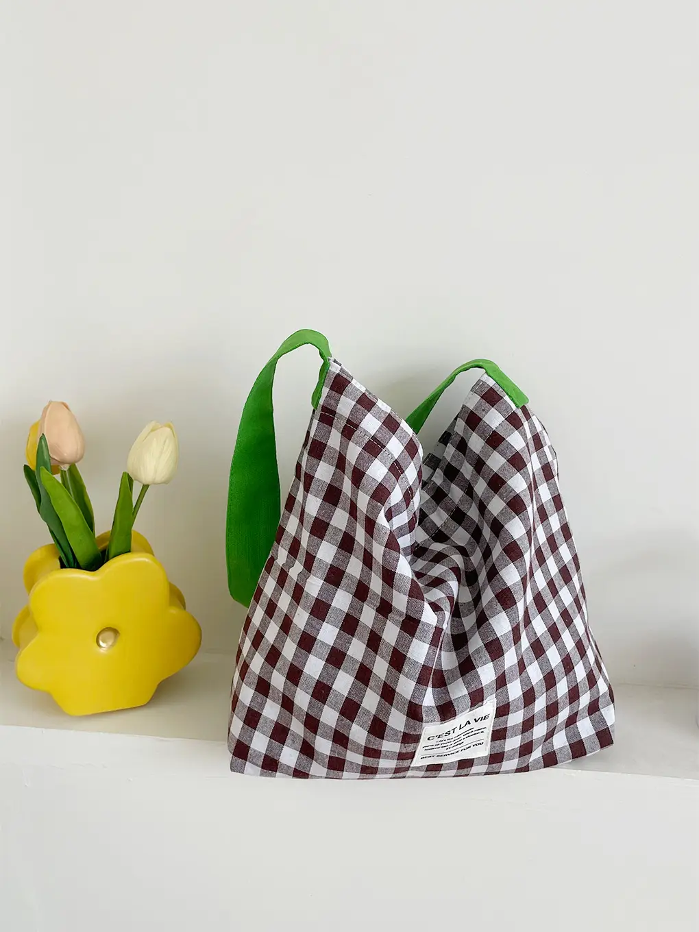 Striped Plaid Canvas Shoulder Bag Large Capacity — feature 8