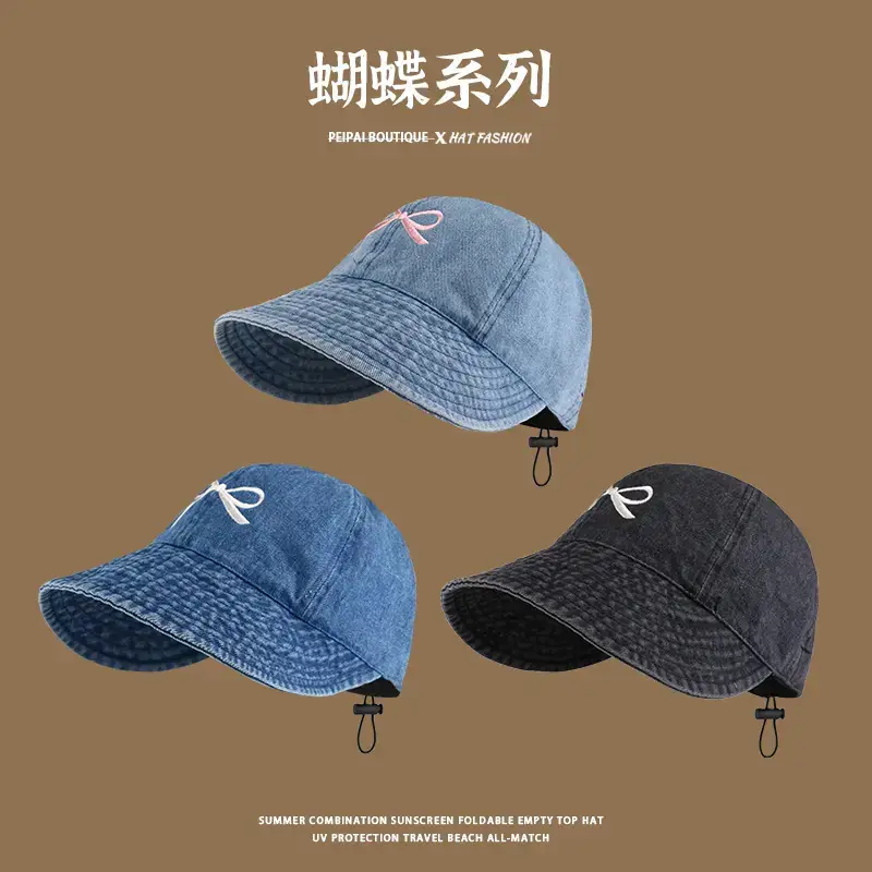 Japanese Style Anti-UV Sun Hat for Women Blue - Image 34