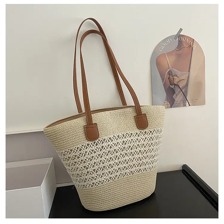 Women Straw Woven Shoulder Bag Summer Travel Beach - Image 5
