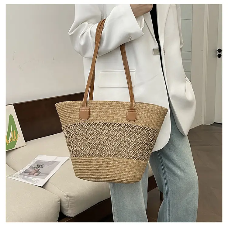 Women Straw Woven Shoulder Bag Summer Travel Beach — feature 10