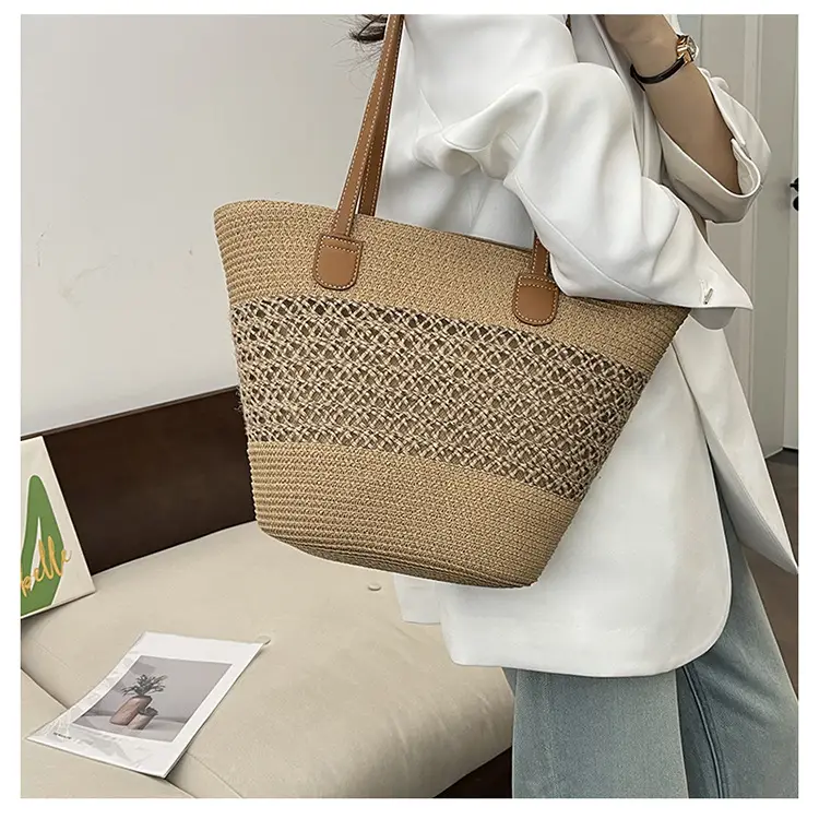 Women Straw Woven Shoulder Bag Summer Travel Beach — feature 11