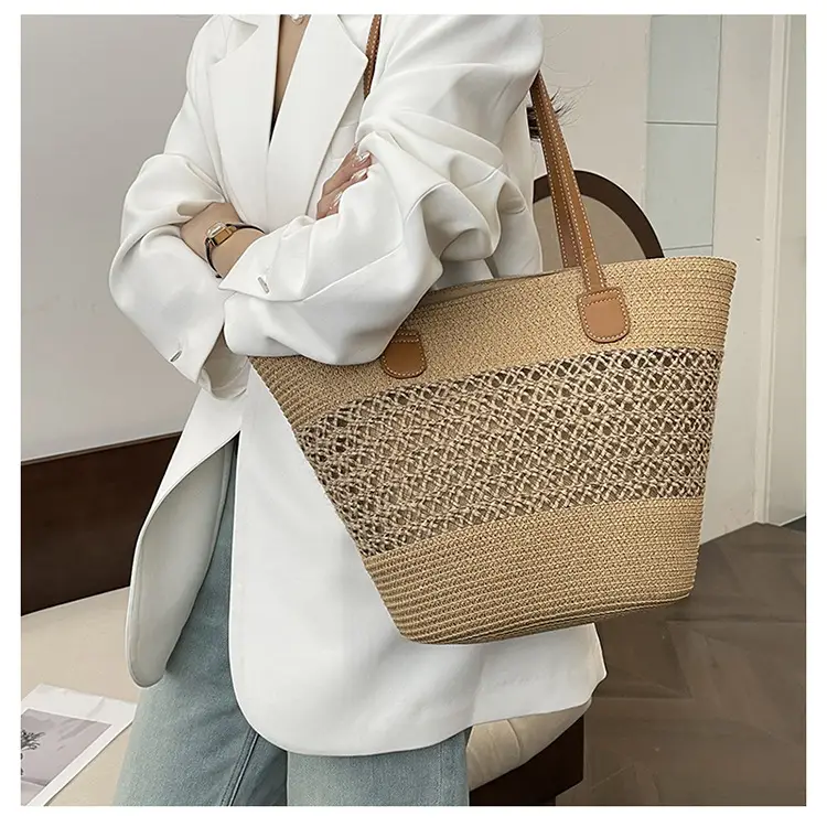 Women Straw Woven Shoulder Bag Summer Travel Beach — feature 12