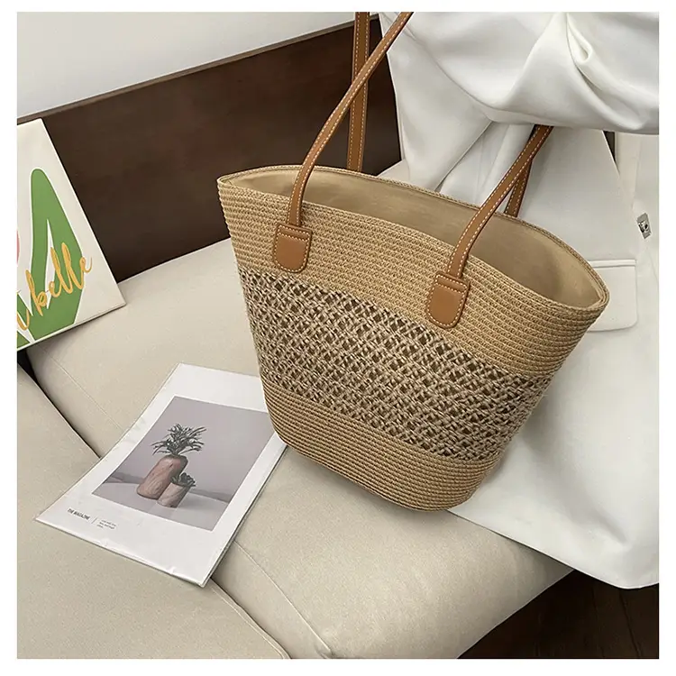 Women Straw Woven Shoulder Bag Summer Travel Beach — feature 13