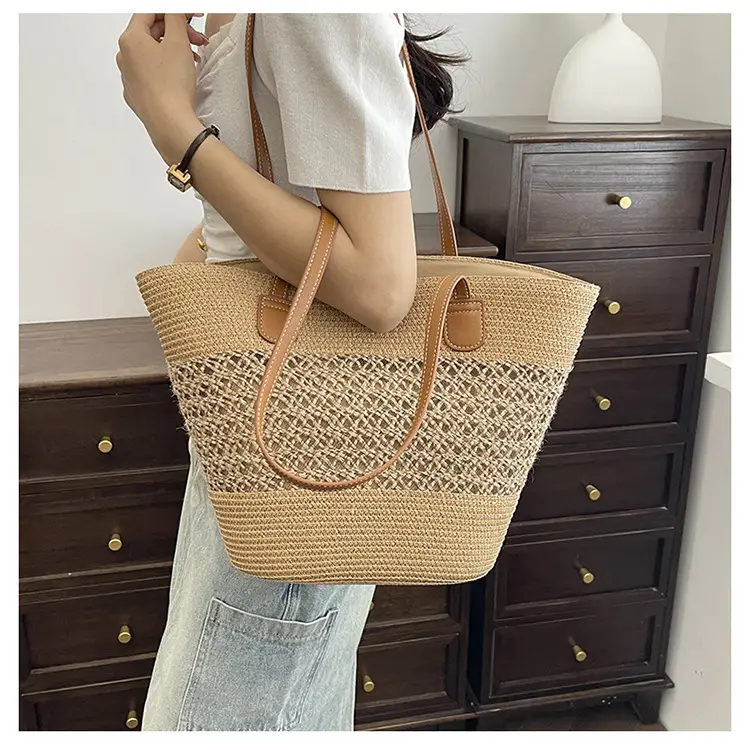 Women Straw Woven Shoulder Bag Summer Travel Beach — feature 14