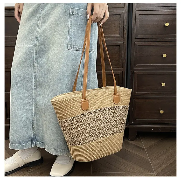 Women Straw Woven Shoulder Bag Summer Travel Beach — feature 15