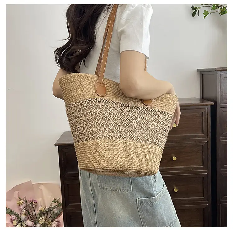 Women Straw Woven Shoulder Bag Summer Travel Beach — feature 16