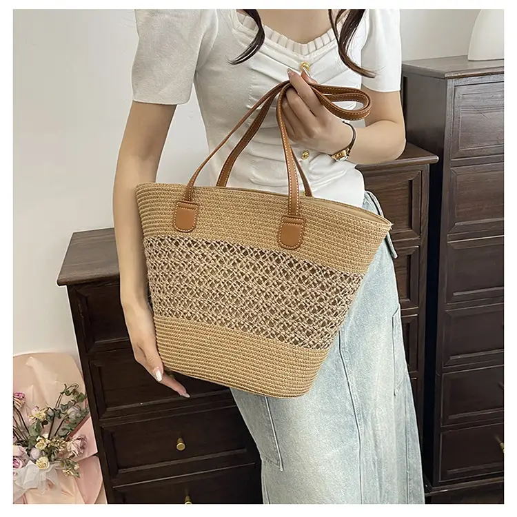 Women Straw Woven Shoulder Bag Summer Travel Beach — feature 17