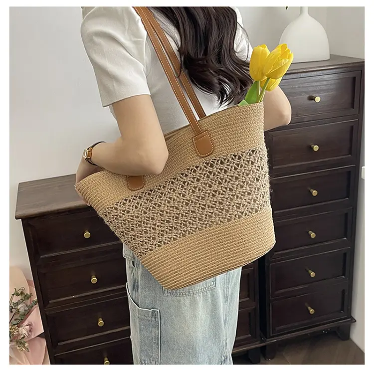 Women Straw Woven Shoulder Bag Summer Travel Beach — feature 18