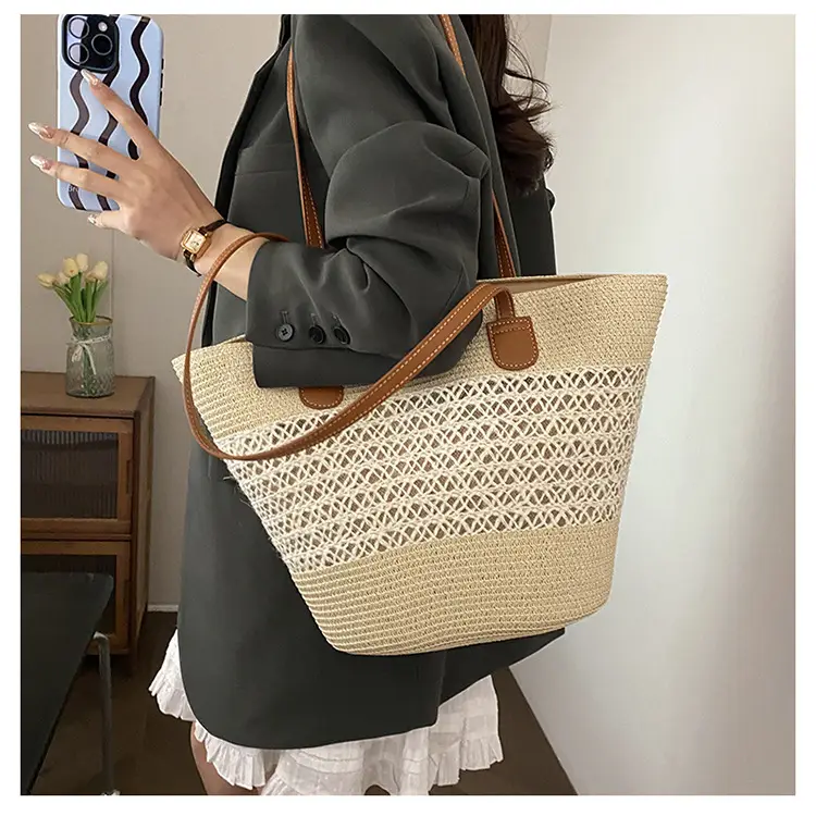 Women Straw Woven Shoulder Bag Summer Travel Beach — feature 19