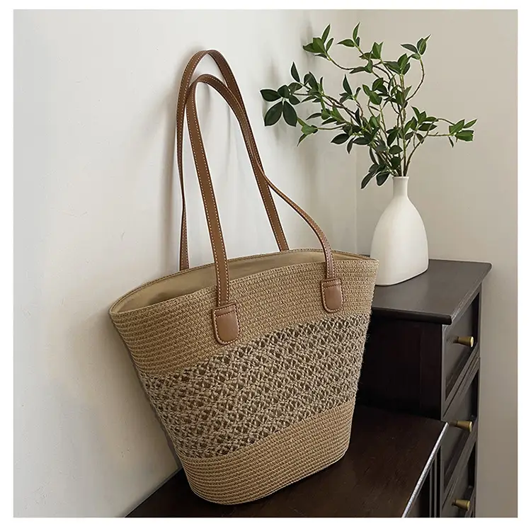 Women Straw Woven Shoulder Bag Summer Travel Beach — feature 26