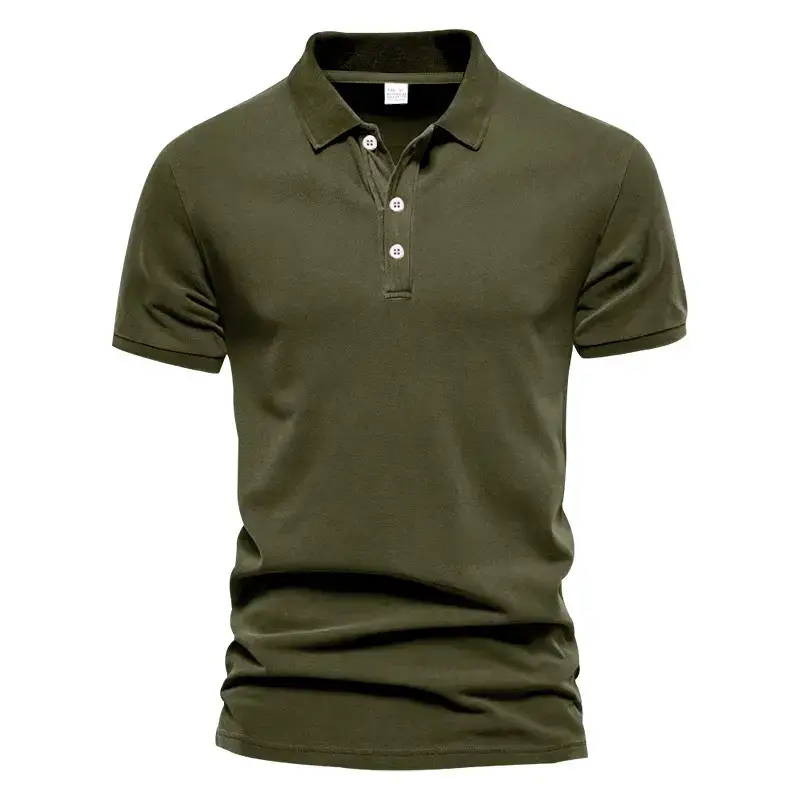 Men's Summer Polo Shirt Beige Short Sleeve T