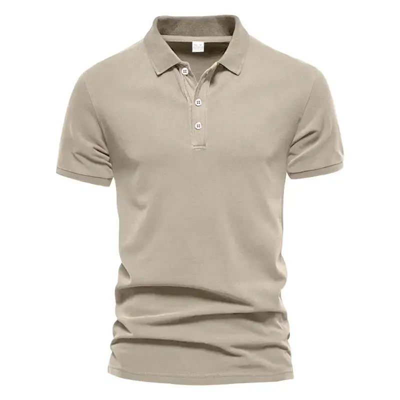 Men's Summer Polo Shirt Beige Short Sleeve T — feature 4