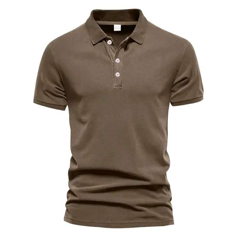 Men's Summer Polo Shirt Beige Short Sleeve T — feature 40