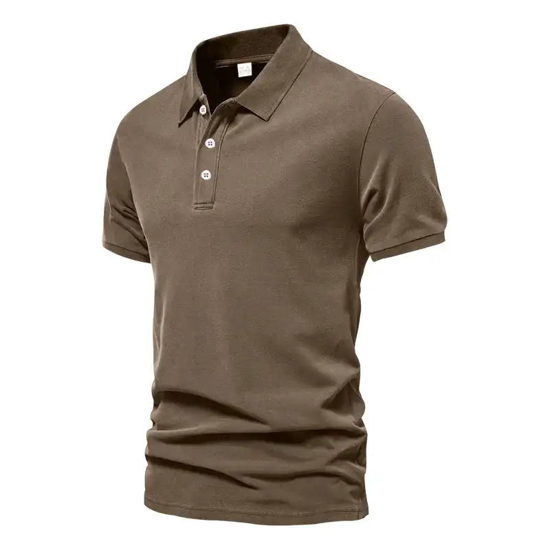 Men's Summer Polo Shirt Beige Short Sleeve T