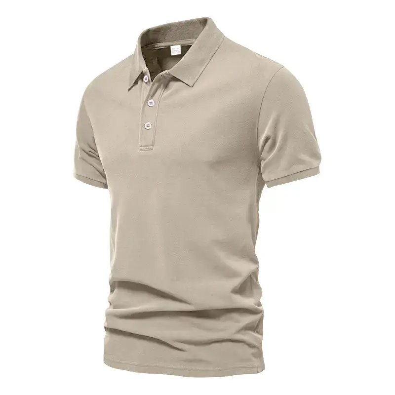 Men's Summer Polo Shirt Beige Short Sleeve T