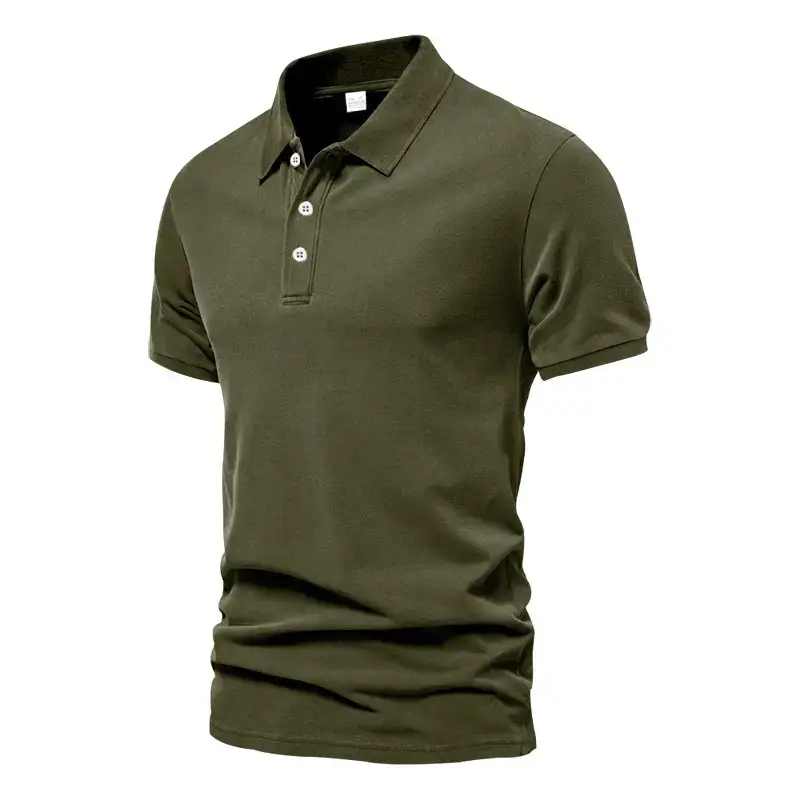 Men's Summer Polo Shirt Beige Short Sleeve T