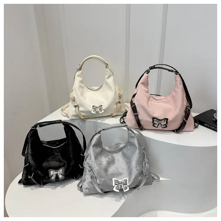 Black Bow Shoulder Bag Women Large Capacity Casual - Image 2