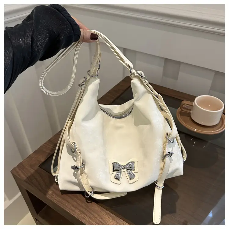 Black Bow Shoulder Bag Women Large Capacity Casual - Image 3