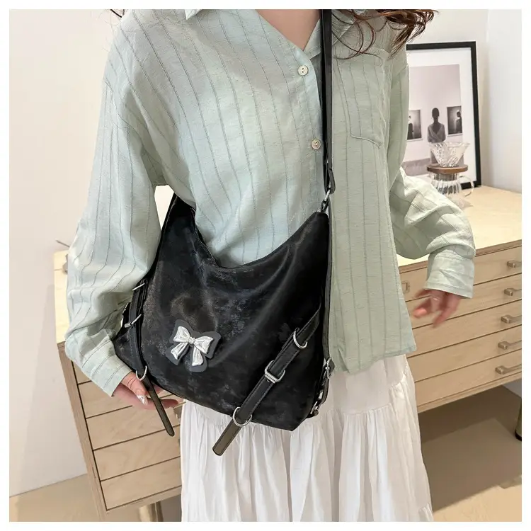 Black Bow Shoulder Bag Women Large Capacity Casual — feature 19