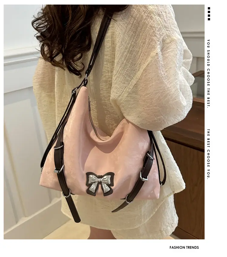 Black Bow Shoulder Bag Women Large Capacity Casual — feature 2