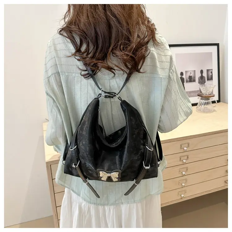 Black Bow Shoulder Bag Women Large Capacity Casual — feature 21