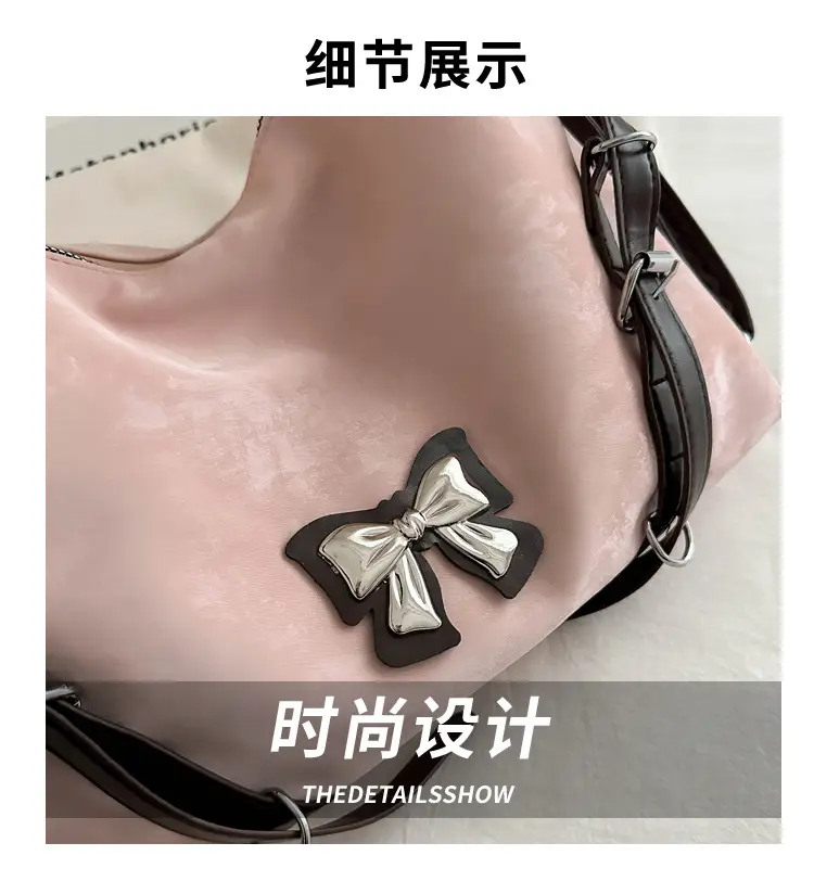 Black Bow Shoulder Bag Women Large Capacity Casual — feature 4