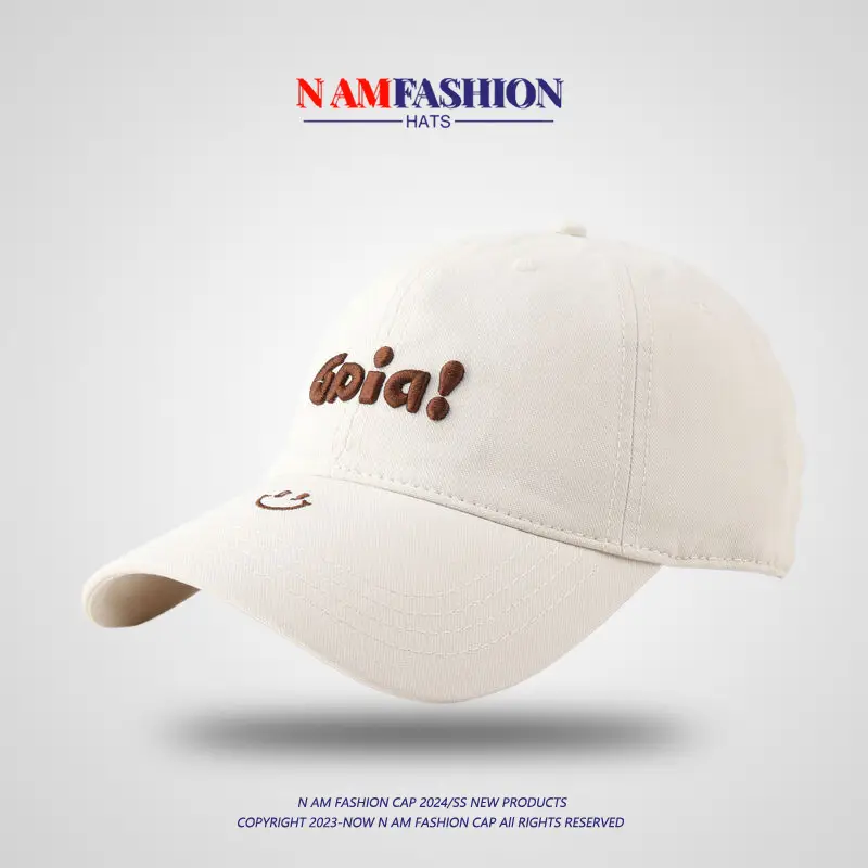 Pink Embroidered Korean Baseball Cap Women Large - Image 3