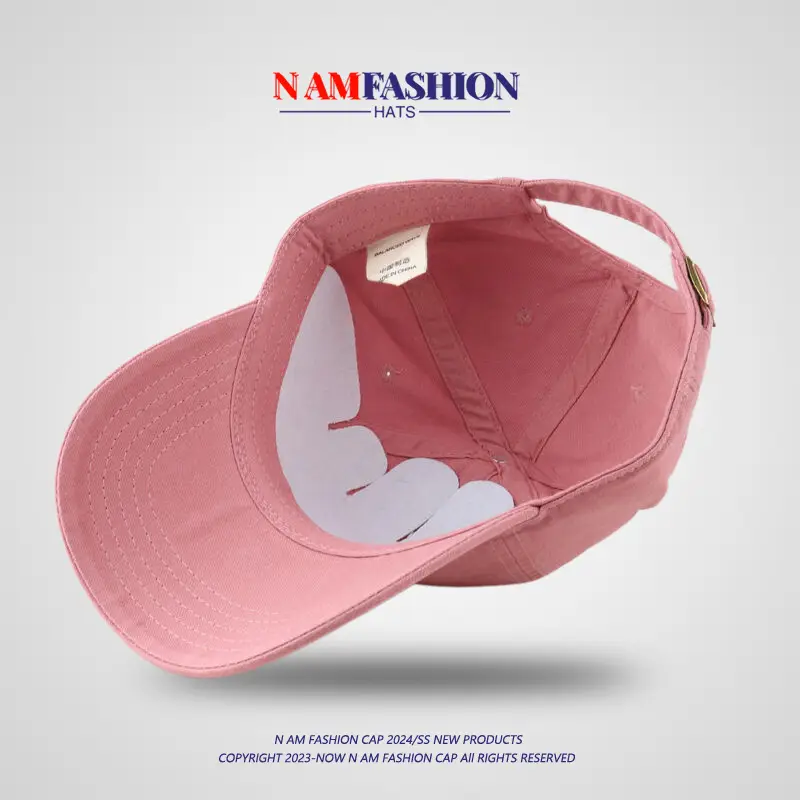 Pink Embroidered Korean Baseball Cap Women Large — feature 12