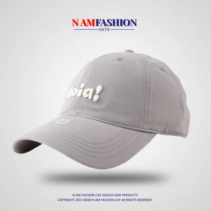 Pink Embroidered Korean Baseball Cap Women Large - Image 2