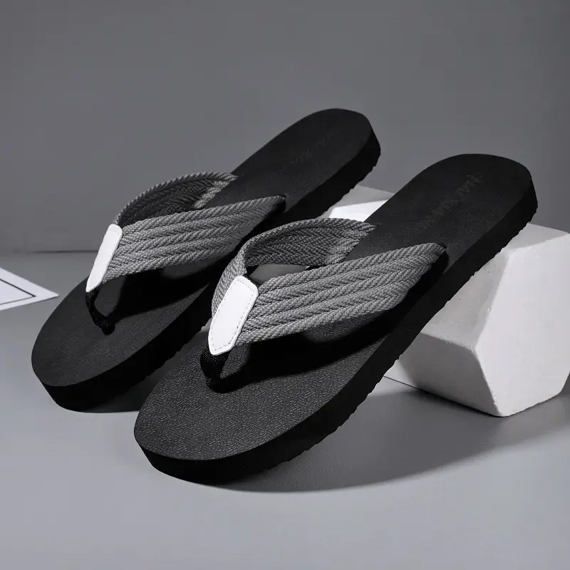 Men's Slippers Summer 2025 New Linen Flip-Flops Casual Breathable Soft-Soled Trendy Sandals Beach Shoes - Image 2
