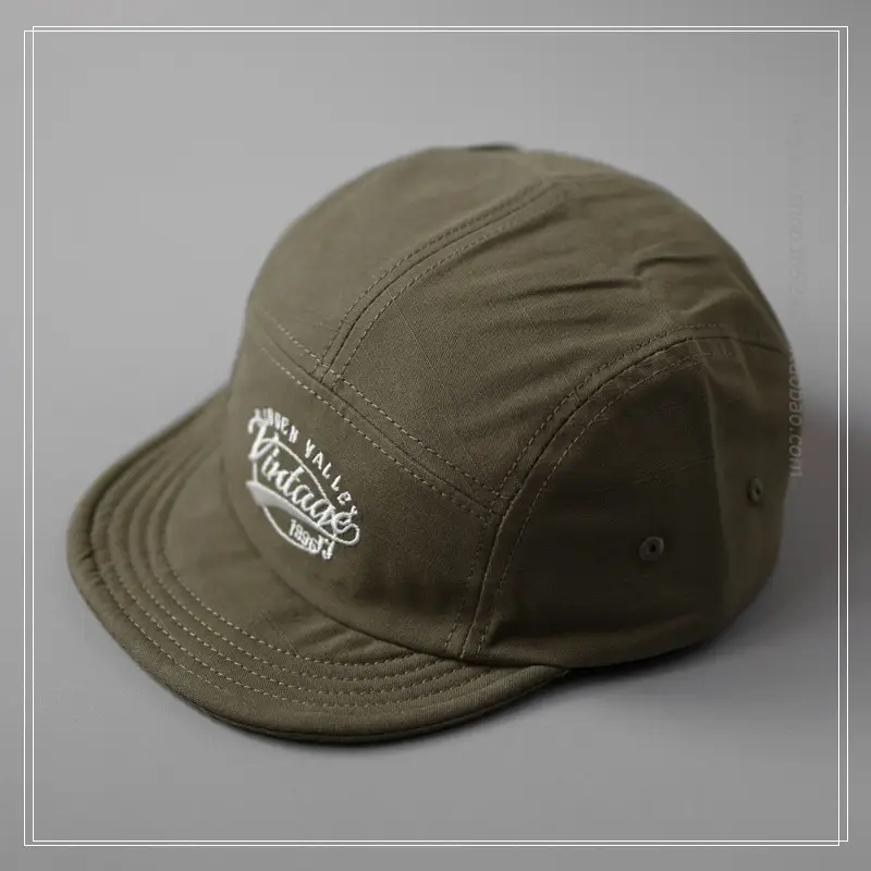 Women's Olive Green Reverse Brim Baseball Cap with "Vintage" Embroidery — feature 11