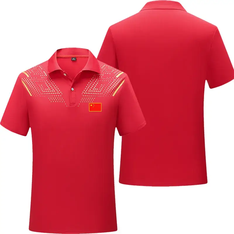 24 Summer Chinese Team Sports Short-Sleeved Lapel Polot Men's and Women's Swimming Fitness Martial Arts Hall Coaching Uniform Printed Wholesale - Image 5