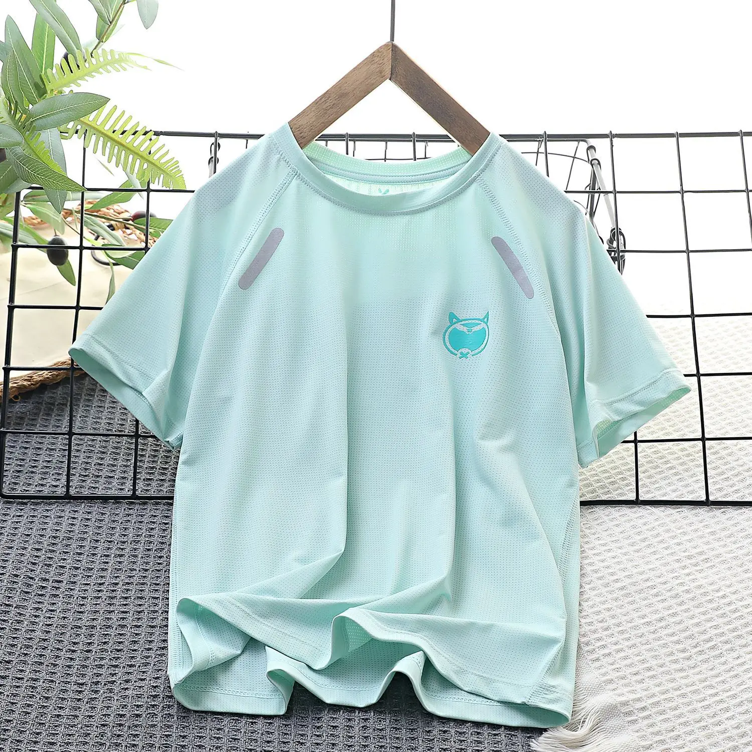 Children's Blue Nylon Sports T-Shirt Medium - Image 2