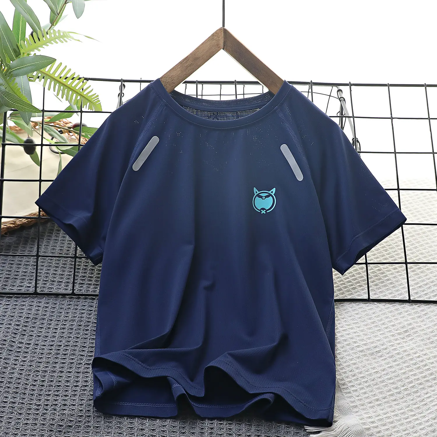 Children's Blue Nylon Sports T-Shirt Medium - Image 4