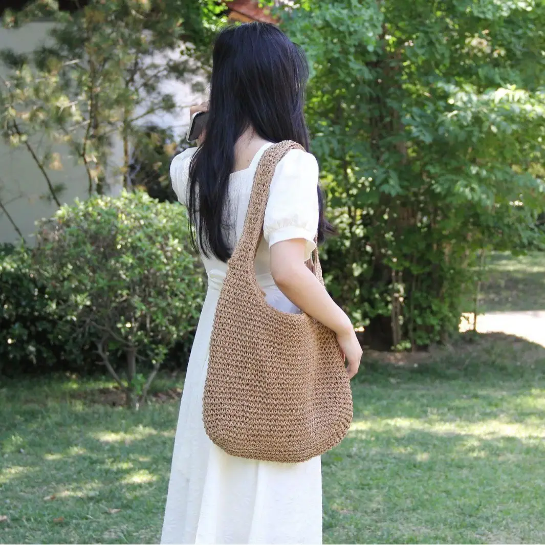 Summer Straw Woven Bag European American Shoulder Mori Style — feature 2