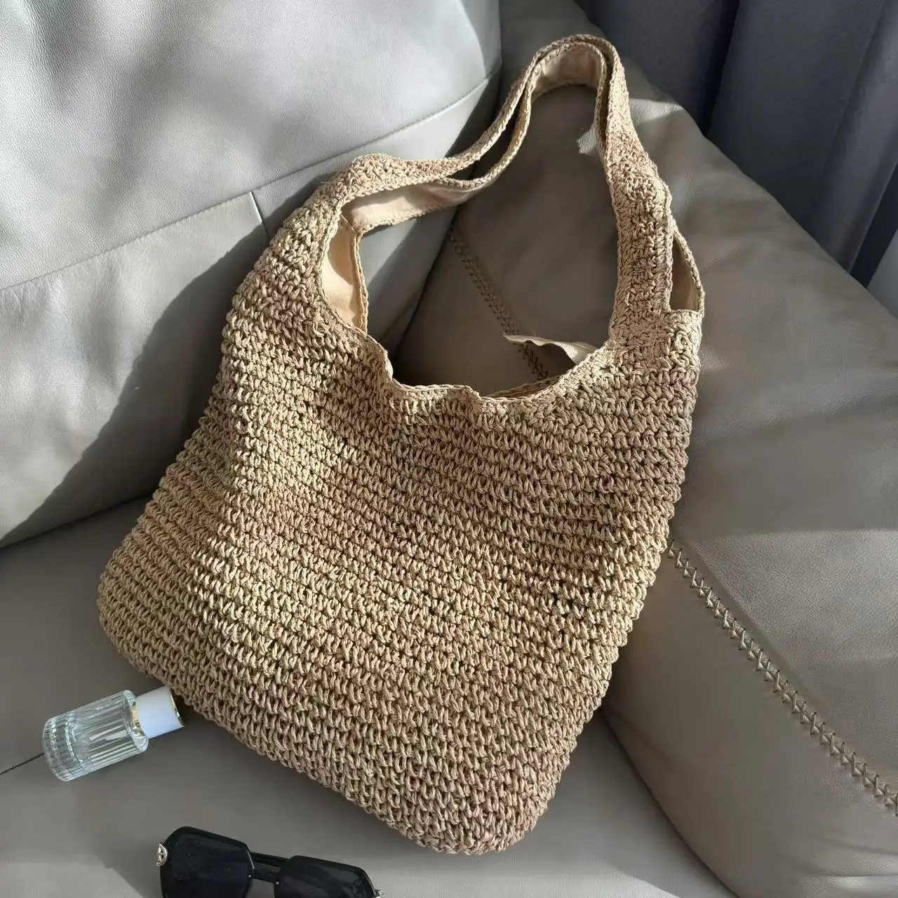 Summer Straw Woven Bag European American Shoulder Mori Style — feature 6