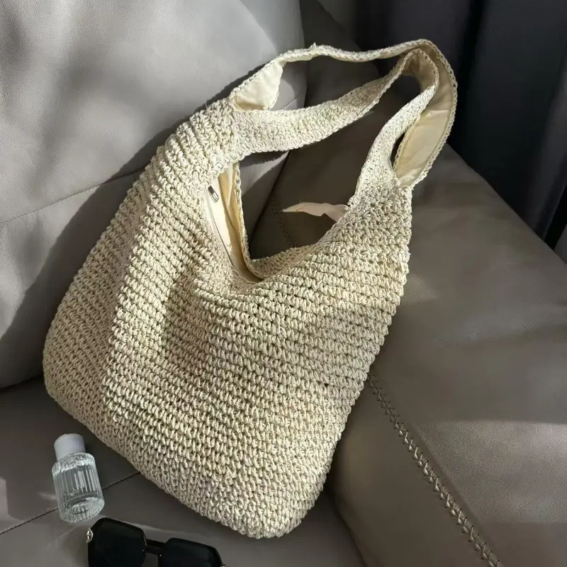 Summer Straw Woven Bag European American Shoulder Mori Style — feature 7