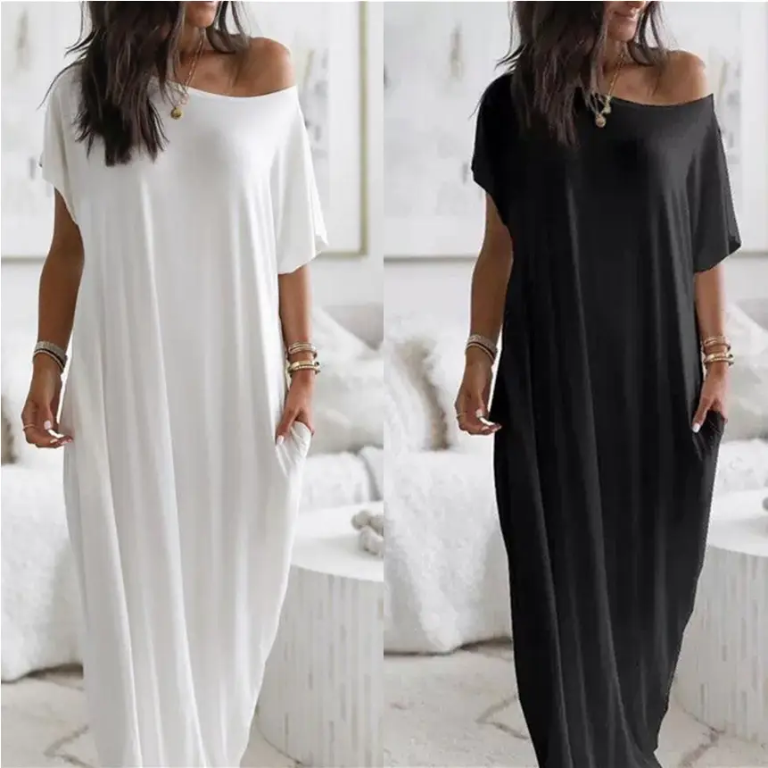 Women's Long Sleeve T-shirt Grey Casual Summer Dress