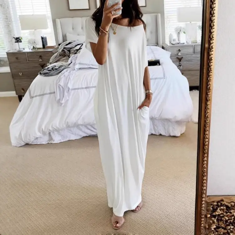 Women's Long Sleeve T-shirt Grey Casual Summer Dress