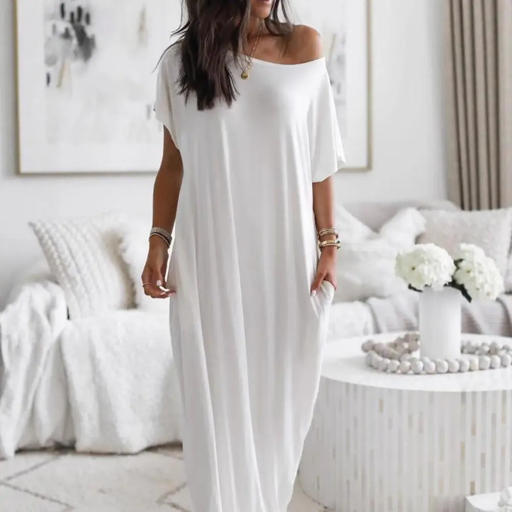 Women's Long Sleeve T-shirt Grey Casual Summer Dress