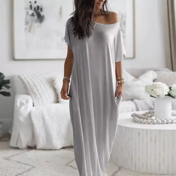 Women's Long Sleeve T-shirt Grey Casual Summer Dress