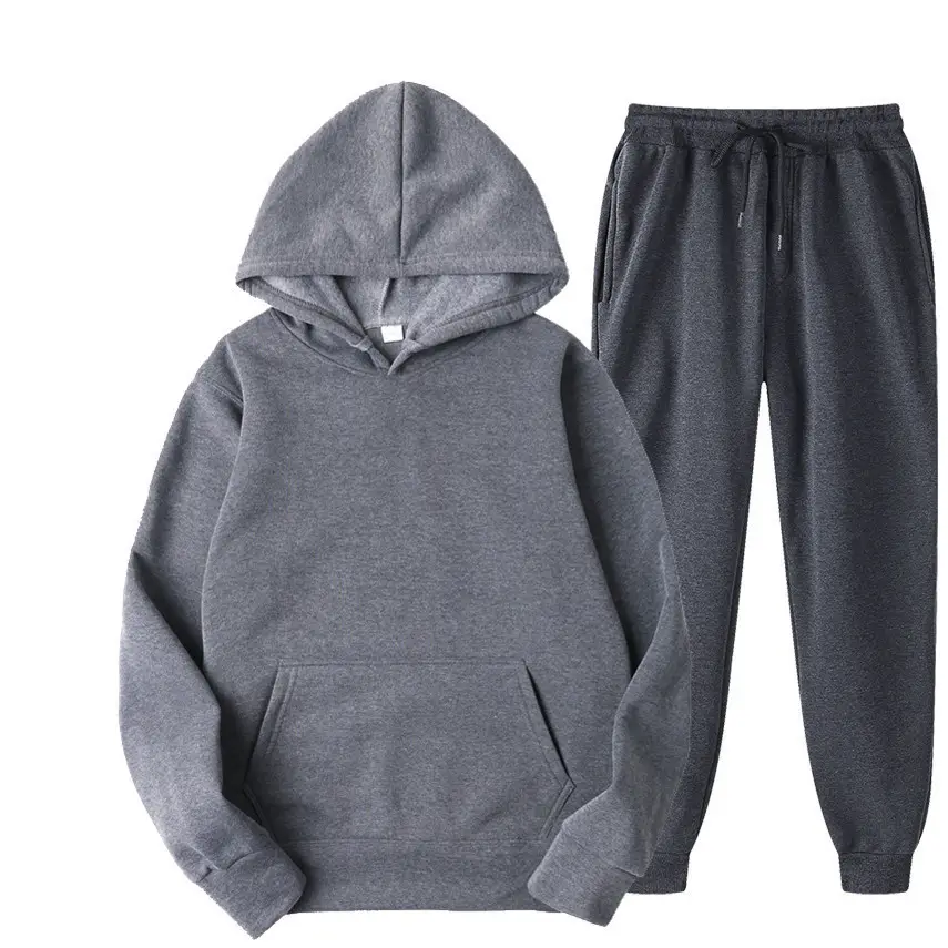 Men Fleece Hoodie Sweatshirt Set Yellow Black
